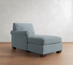 Open Box: York Roll Arm Left Chaise - Performance Rustic Linen Chambray, Espresso