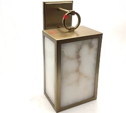 Open Box: Manor Alabaster Outdoor Sconce (19") - Tumbled Brass