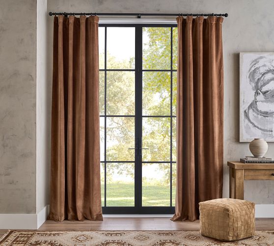 Custom Velvet Twill Blackout Curtain - Cognac by Pottery Barn