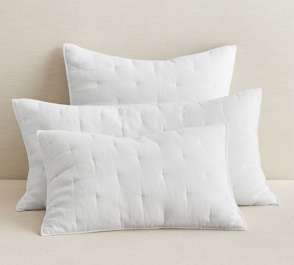 European Flax Linen Waffle Quilted Sham by Pottery Barn