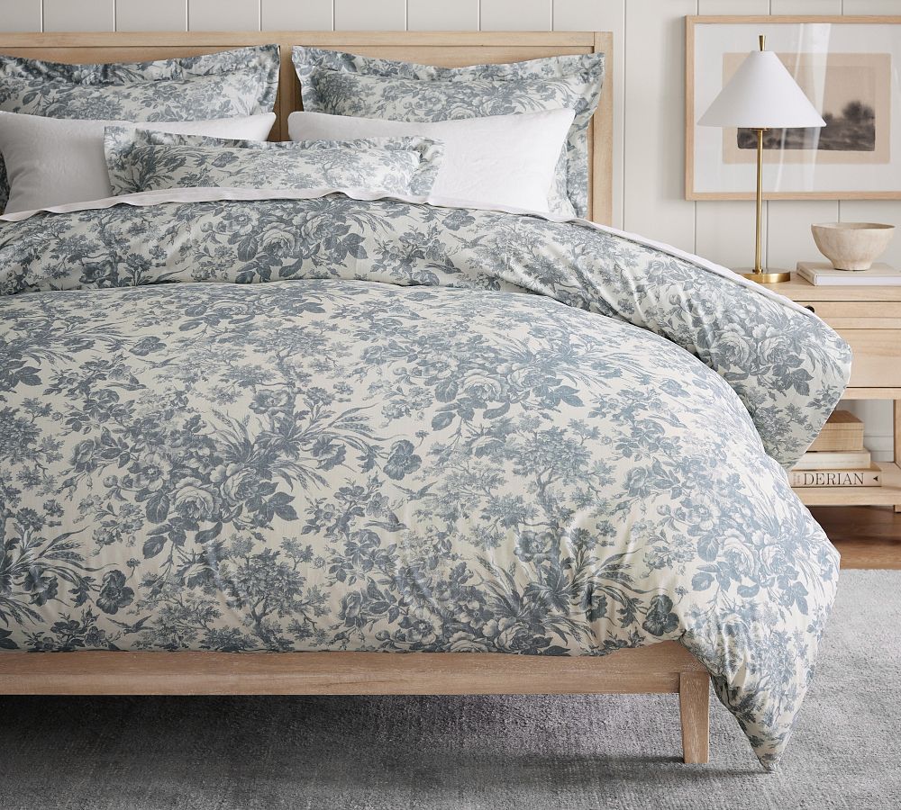 Sorrel Toile Duvet Cover - Steel Blue, King/Cal. King