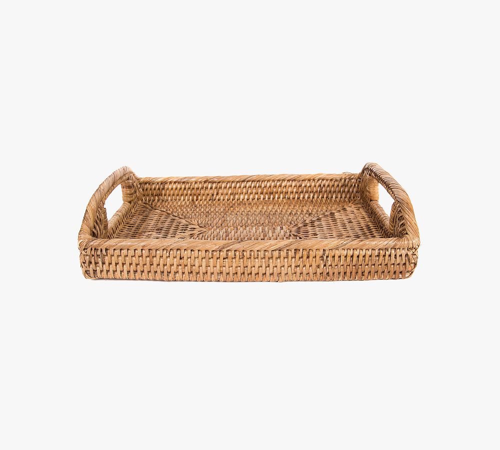 Tava Handwoven Rattan Rectangular Serving Tray - 11"L X 8"W, Natural