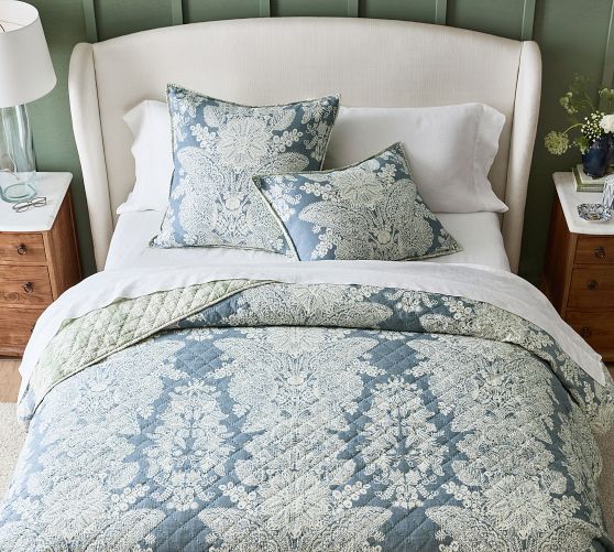 Kravet Heirloom Damask Reversible Quilt by Pottery Barn