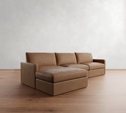Westwood Slim Arm Leather Modular Chaise Sectional (137")