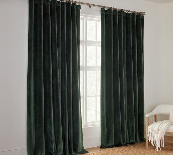 Custom Velvet Twill Blackout Curtain - Hunter by Pottery Barn