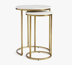 Open Box: Delaney Round Marble Nesting End Tables - Brass