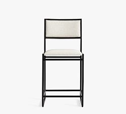 Open Box: Hardy Upholstered Counter Stool (30") - Performance Boucle Oatmeal, Bronze