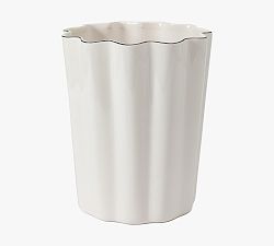 Open Box: Odille Porcelain Waste Basket - White With Black Trim