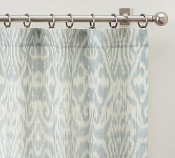 Open Box: Vega Ikat Linen Cotton Light Filtering Curtain, 50"W x 84"L - Blue