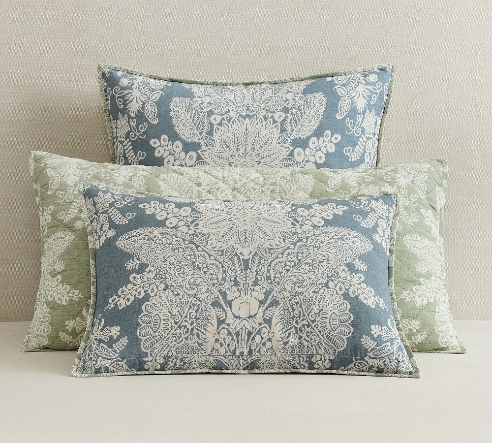 Kravet Heirloom Damask Reversible Quilted Sham by Pottery Barn