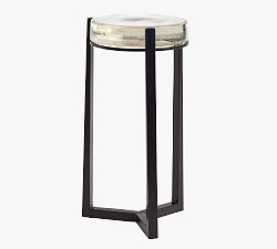 Open Box: Cori Round Recycled Glass Accent Table (10") - Clear, Black