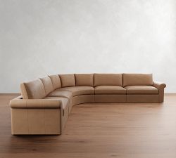 Westwood Roll Arm Leather 5-Piece Curved Wedge Sectional (151")