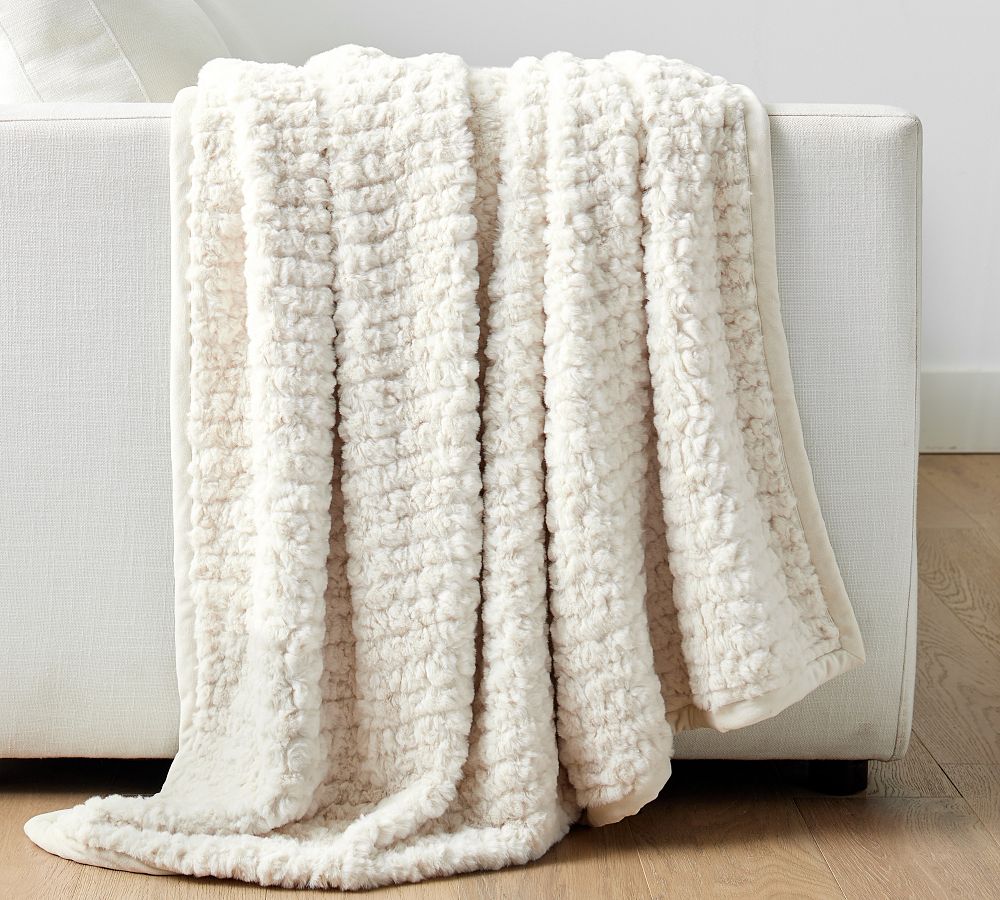 Diamond Ridge Faux Fur Throw by Pottery Barn