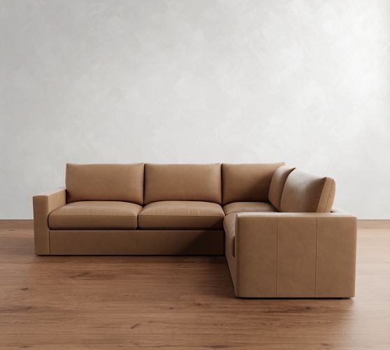Westwood Square Arm Leather 3-Piece Sectional (117") by Pottery Barn
