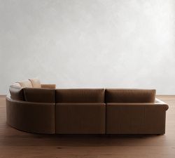 Westwood Roll Arm Leather 5-Piece Curved Wedge Sectional (151")
