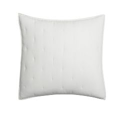 Open Box: Belgian Flax Linen Tufted Quilted Sham, Euro, Set of 3 - Soft Gray