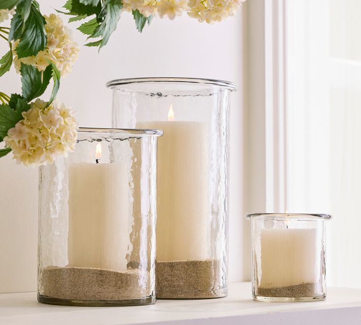 Arden Hammered Glass Hurricane Candle Holder | Pottery Barn