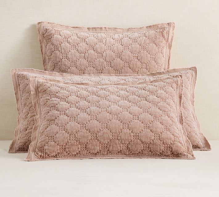Velvet Lattice Quilted Pillow Shams | Pottery Barn