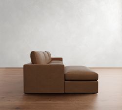 Westwood Slim Arm Leather Modular Chaise Sectional (137")
