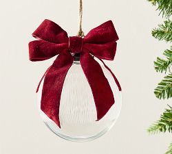 Etched Glass Ball With Bow
