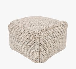 Open Box: Sweater Knit Pouf, 17" x 17" x 18" - Ivory