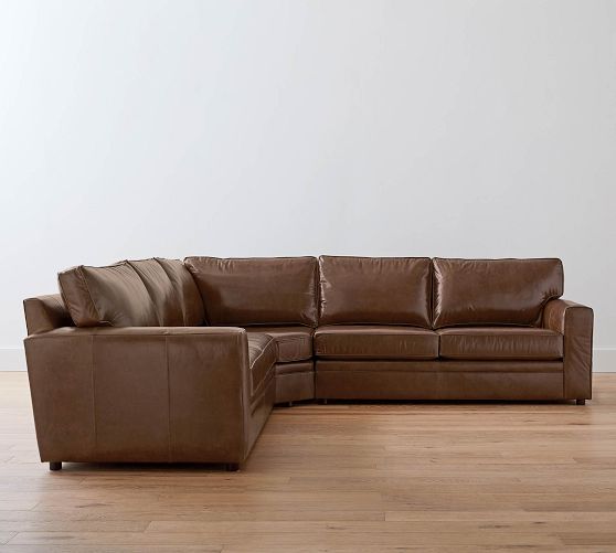 Pearce Square Arm Leather 3-Piece L-Shaped Wedge Sectional (120") by Pottery Barn