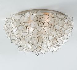 Open Box: Capiz Flush Mount, Large (23") - Antique Silver