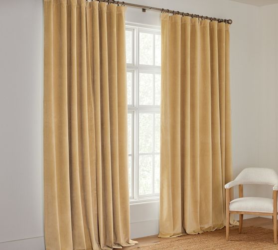 Custom Velvet Twill Blackout Curtain - Gold by Pottery Barn
