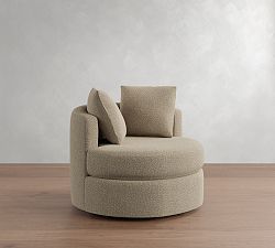 Open Box: Balboa Swivel Armchair (40"), Poly Fill - Luxe Boucle Pebble