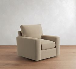Open Box: Pearce Modern Square Arm Swivel Chair - Performance Suede Stone