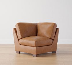 Open Box: Turner Square Arm Leather Corner without Nailheads - Vintage Caramel, Dark Walnut