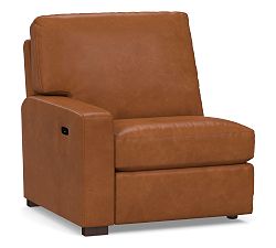Open Box: Turner Square Arm Leather Left Power Recliner - Vintage Caramel