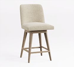 Open Box: Layton Upholstered Swivel Counter Stool (25.5") - Basketweave Slub Oatmeal, Seadrift
