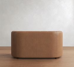 Ayden Tufted Barrel Arm Leather Settee (53"&ndash;69")
