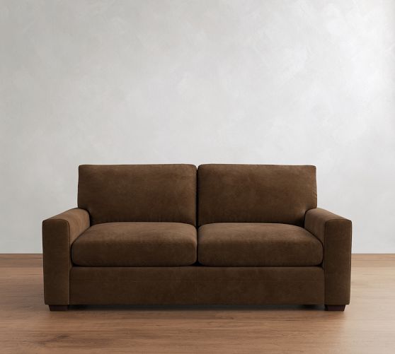 Pearce Modern Square Arm Leather Sofa (64"-120") by Pottery Barn