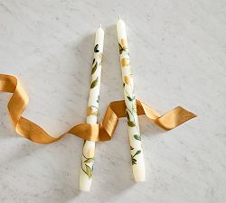 Hand Painted Taper Candles - Set of 2