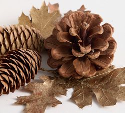 Foil Leaves &amp; Pinecone Vase Filler