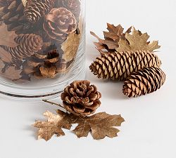 Foil Leaves &amp; Pinecone Vase Filler