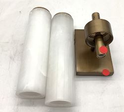 Open Box: Frances Alabaster Double Tube Sconce (22") - Tumbled Brass
