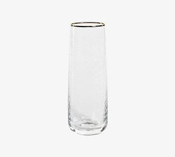 Hammered Gold Rim Stemless Champagne Flutes - Set of 4