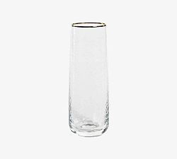 Hammered Gold Rim Stemless Champagne Flutes - Set of 4