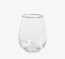 Hammered Gold Rim Stemless Wine Glasses, Set of 4