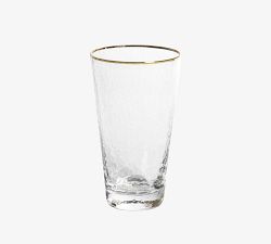 Hammered Gold Rim Tapered Double Old Fashioned Glasses, Set of 4