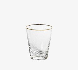 Hammered Gold Rim Tapered Double Old Fashioned Glasses, Set of 4