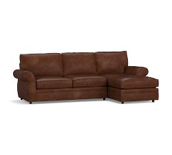 Pearce Roll Arm Leather Chaise Sectional (114")