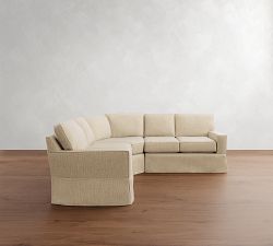 Buchanan Square Arm Slipcovered 3-Piece L-Shaped Curved Wedge Sectional (100")