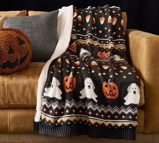 Doug the Dog Ghost Fair Isle Knit Jacquard Throw | Pottery Barn