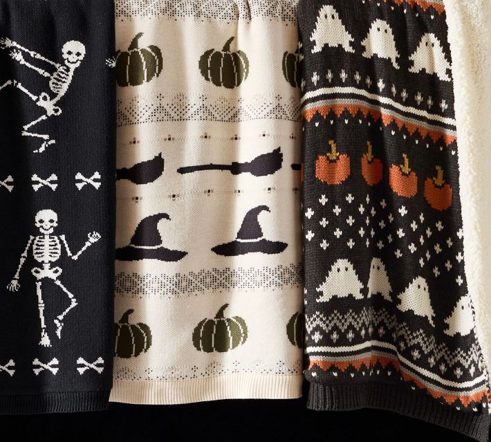 Doug the Dog Ghost Fair Isle Knit Jacquard Throw | Pottery Barn
