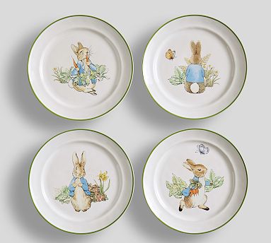 Peter Rabbit™ Bunny Stoneware Salad Plates - Set of 4 | Pottery Barn