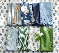 Sophia Floral Block Print Cotton Tablecloth